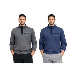 Walter Hagen Bundle Pullover Mens S Heathered Gray + Navy Quarter-Zip Golf EUC